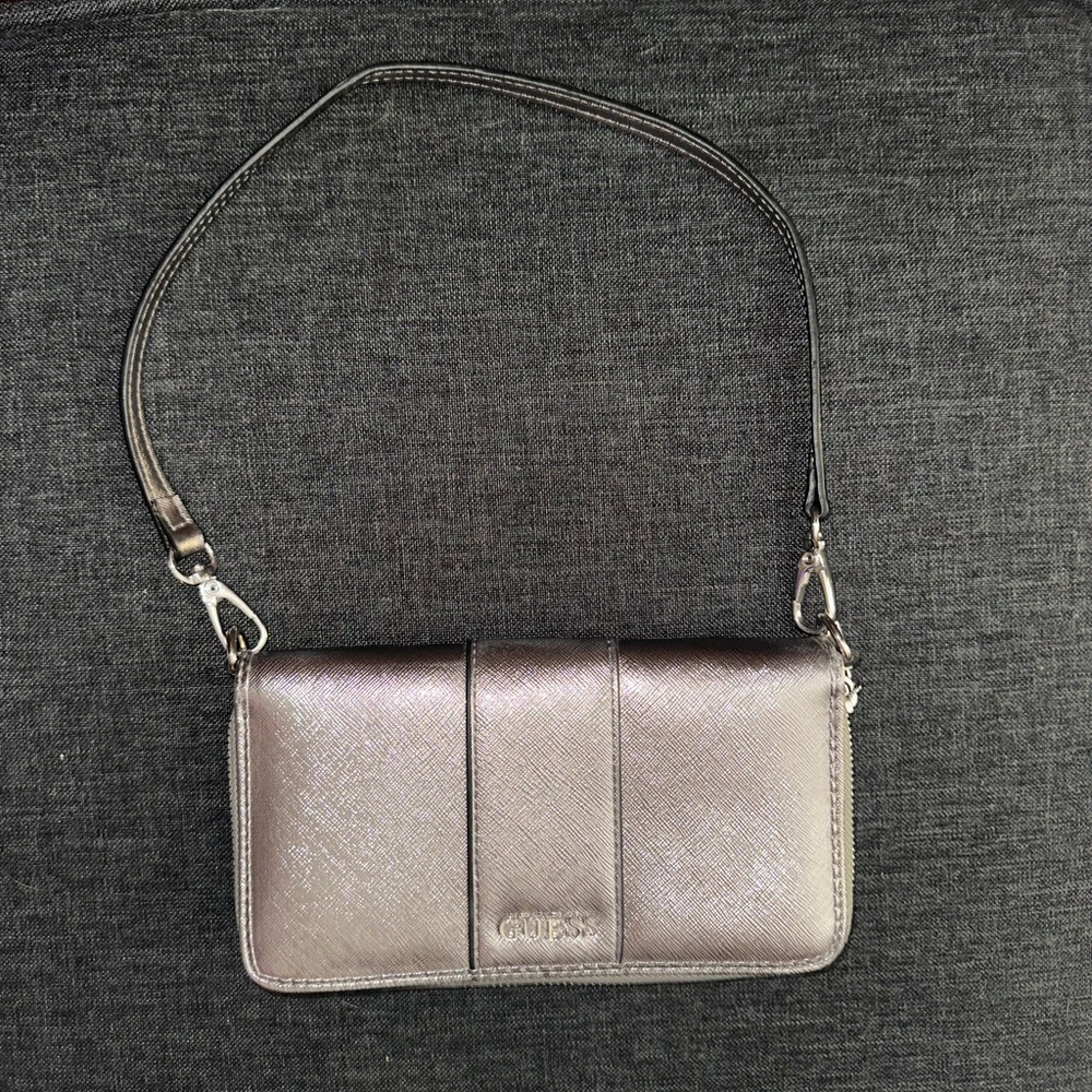 GUESS Metallic Gray Wallet Bag